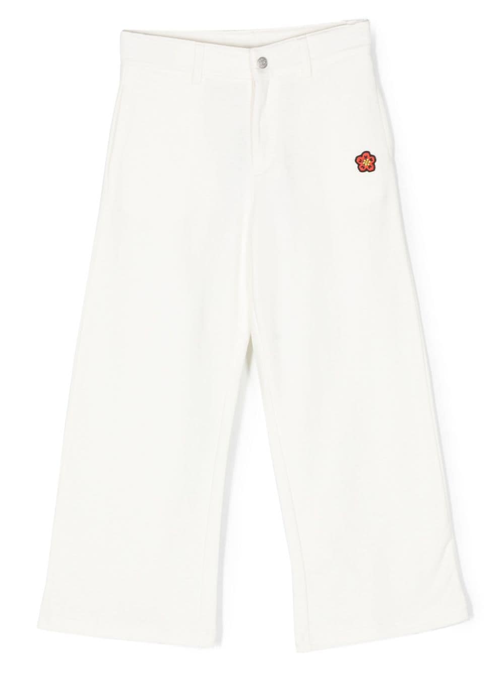 Kenzo Kids logo-embroidered cotton trousers - Neutrals von Kenzo Kids