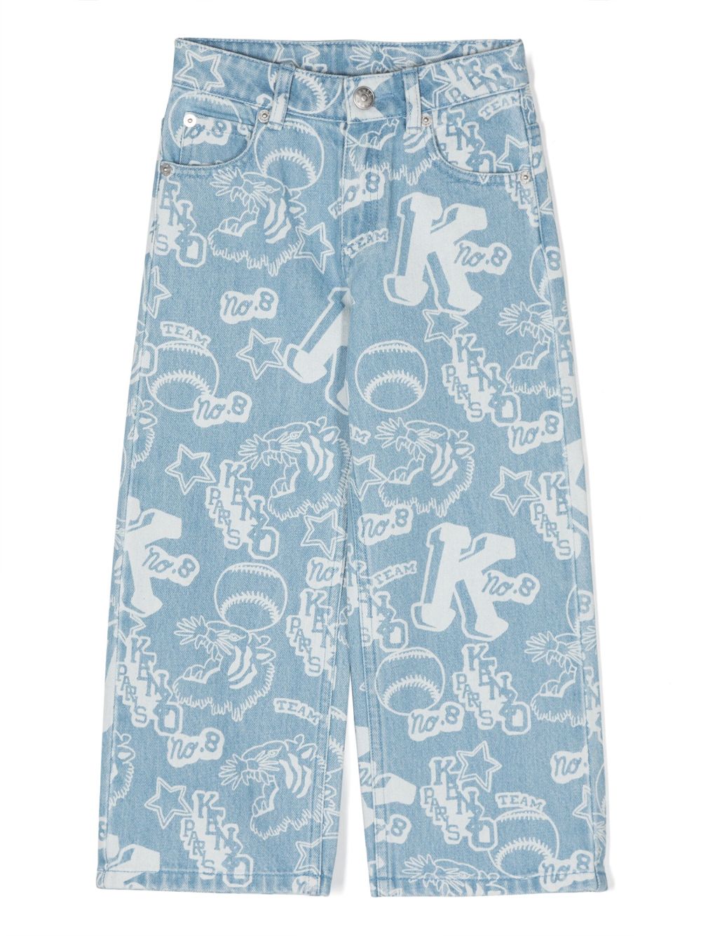 Kenzo Kids logo-embroidered wide-leg jeans - Blue von Kenzo Kids