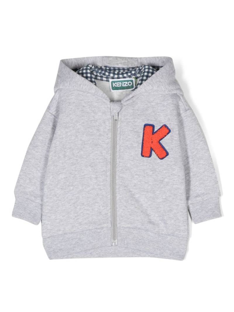 Kenzo Kids logo-embroidered hooded cardigan - Grey von Kenzo Kids