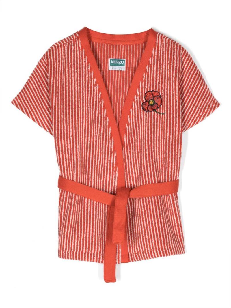 Kenzo Kids logo-embroidered striped robe - Orange von Kenzo Kids