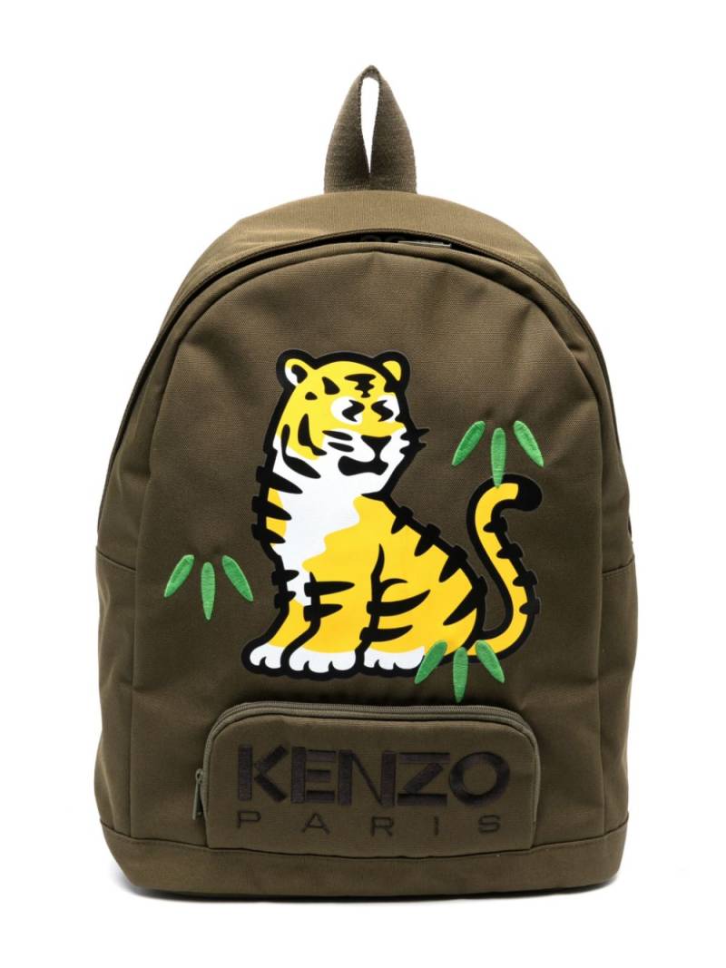 Kenzo Kids logo-embroidered zipped backpack - Green von Kenzo Kids