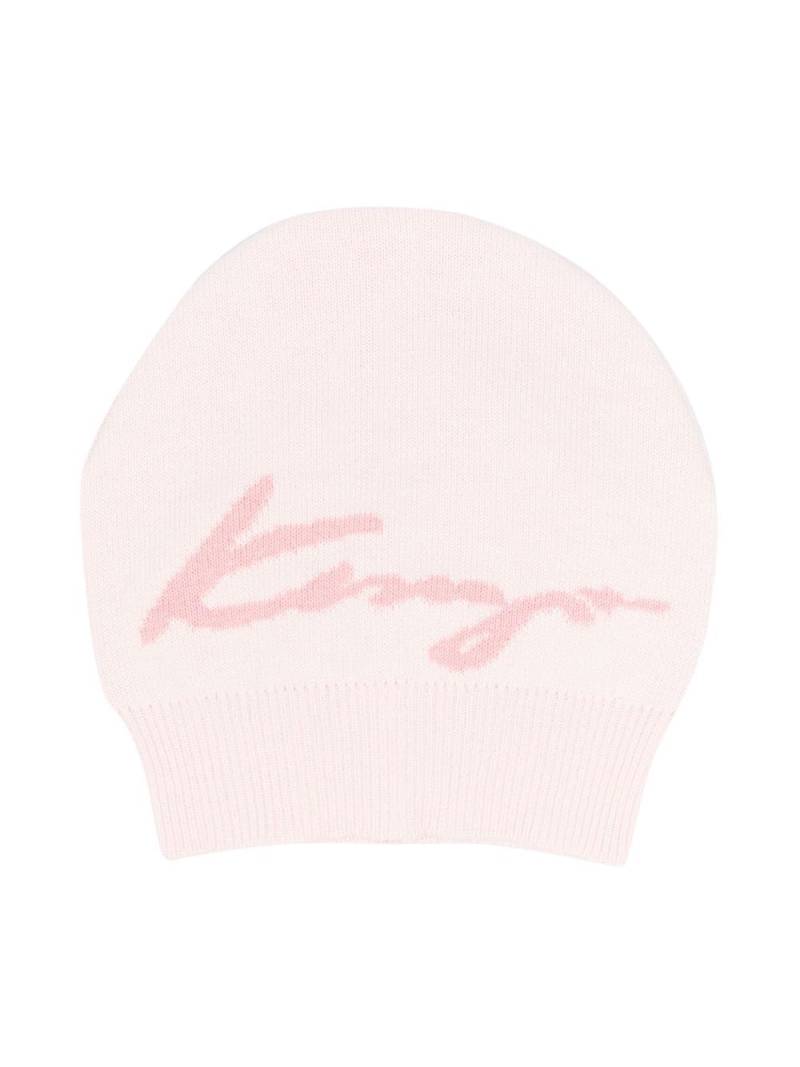 Kenzo Kids logo-knit beanie hat - Pink von Kenzo Kids