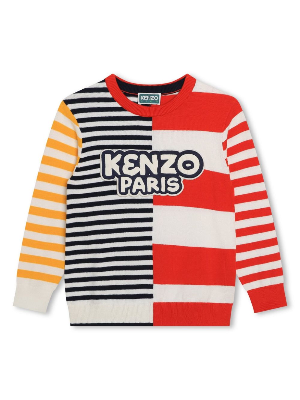 Kenzo Kids logo-patch striped cotton jumper - Red von Kenzo Kids