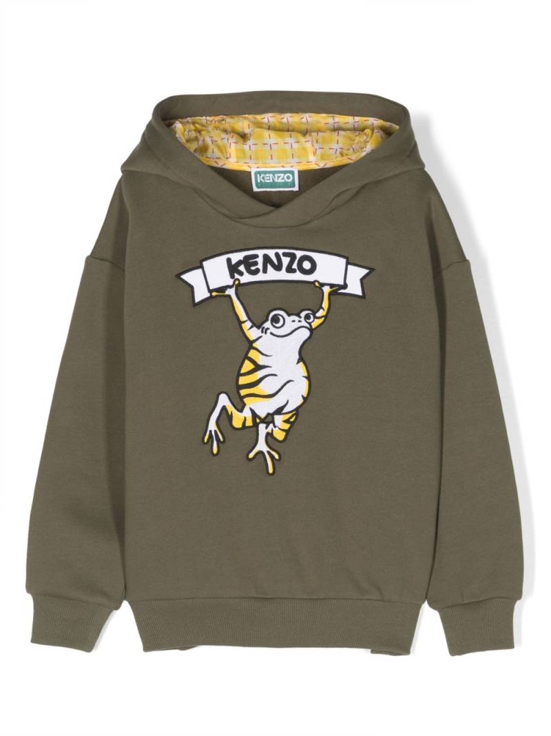 Kenzo Kids logo-print cotton blend hoodie - Green von Kenzo Kids