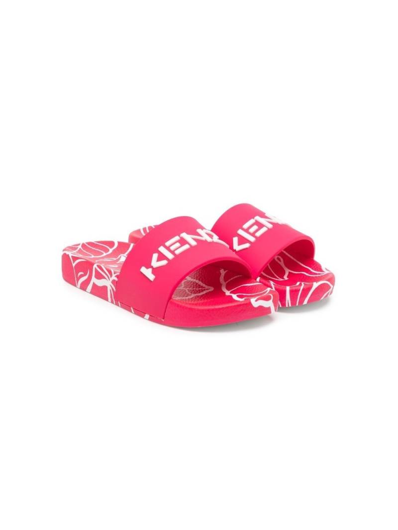 Kenzo Kids logo-print detail pool slides - Pink von Kenzo Kids