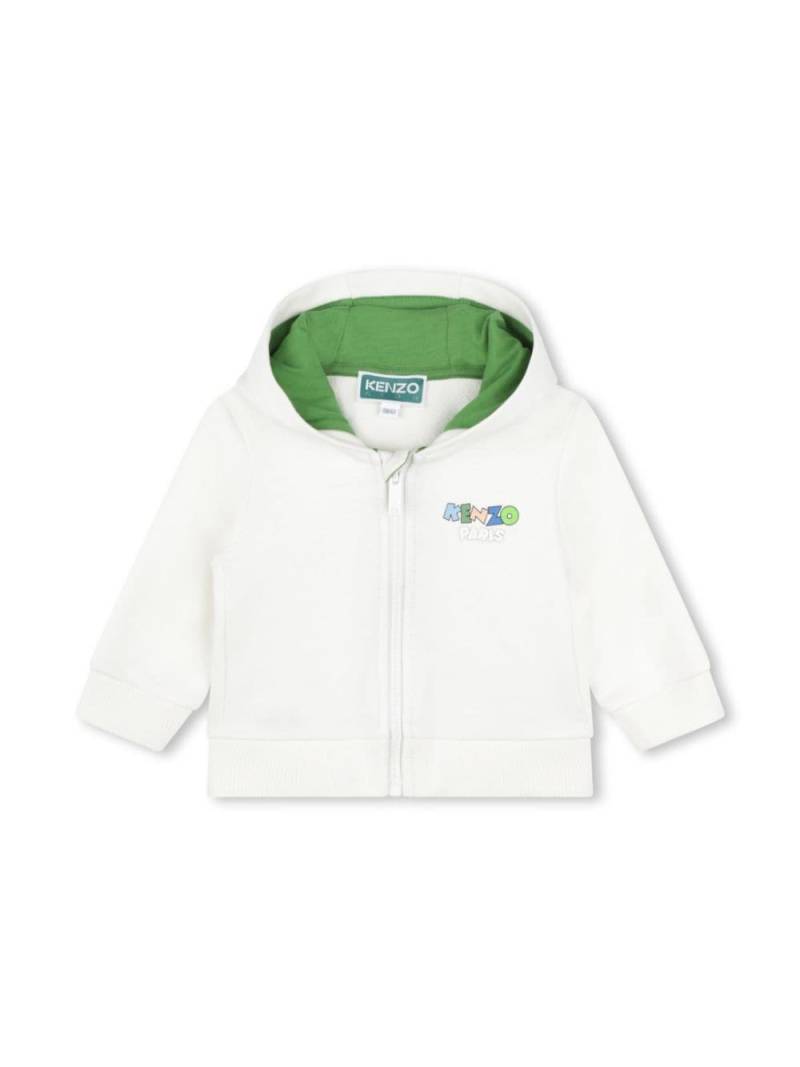 Kenzo Kids logo-print hooded fleece cardigan - White von Kenzo Kids