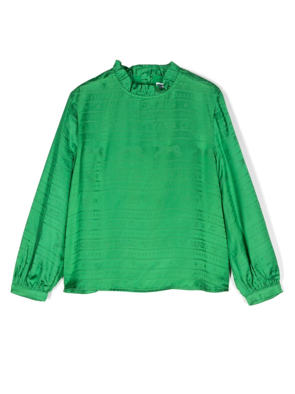 Kenzo Kids long-sleeve patterned-jacquard blouse - Green von Kenzo Kids