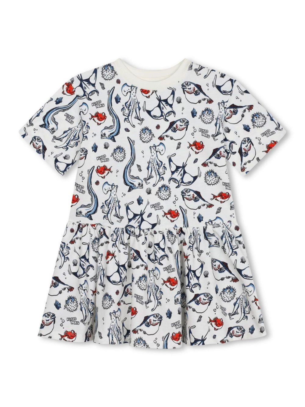 Kenzo Kids ocean-print cotton dress - White von Kenzo Kids