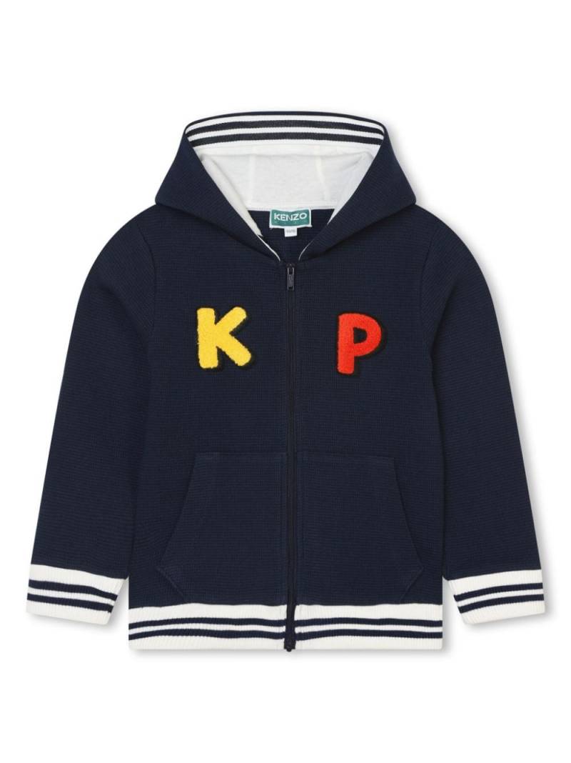 Kenzo Kids patterned intarsia-knit zip-up hoodie - Blue von Kenzo Kids