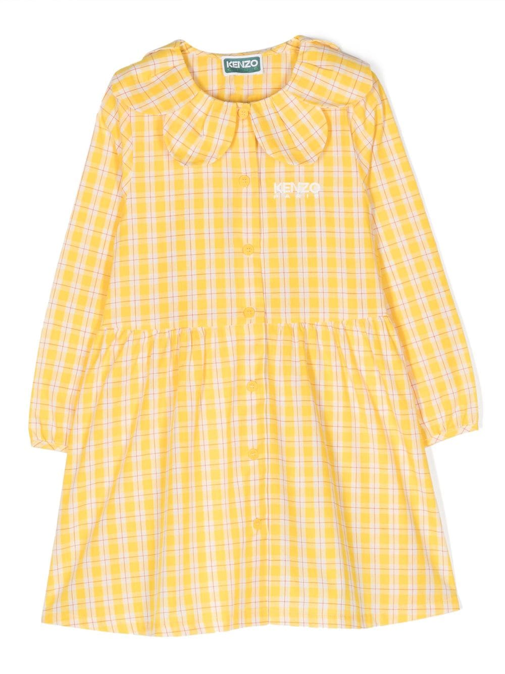 Kenzo Kids plaid-check pattern dress - Yellow von Kenzo Kids