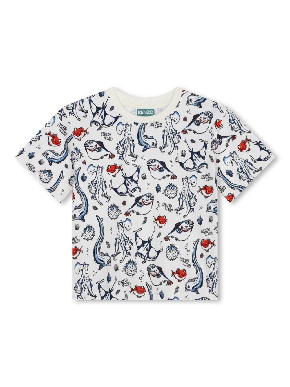Kenzo Kids sea life-print cotton T-shirt - White von Kenzo Kids