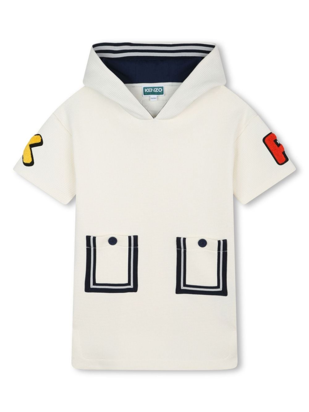 Kenzo Kids stripe-trim hooded dress - White von Kenzo Kids