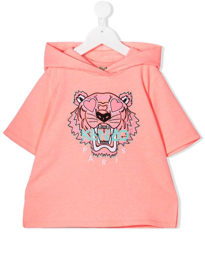 Kenzo Kids tiger embroidered short sleeve hoodie - Pink von Kenzo Kids