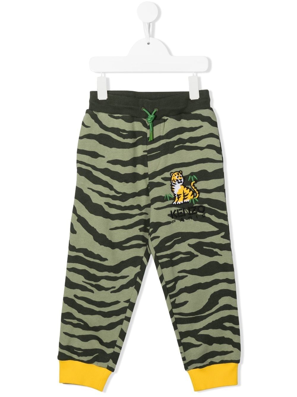 Kenzo Kids tiger-print cotton track pants - Green von Kenzo Kids