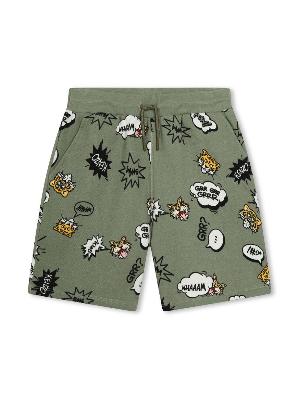 Kenzo Kids tiger-print drawstring cotton shorts - Green von Kenzo Kids