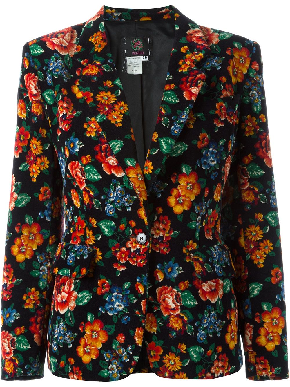 Kenzo Pre-Owned 1980's floral print blazer - Black von Kenzo Pre-Owned