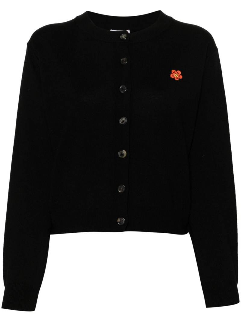 Kenzo Boke Flower-appliqué wool cardigan - Black von Kenzo