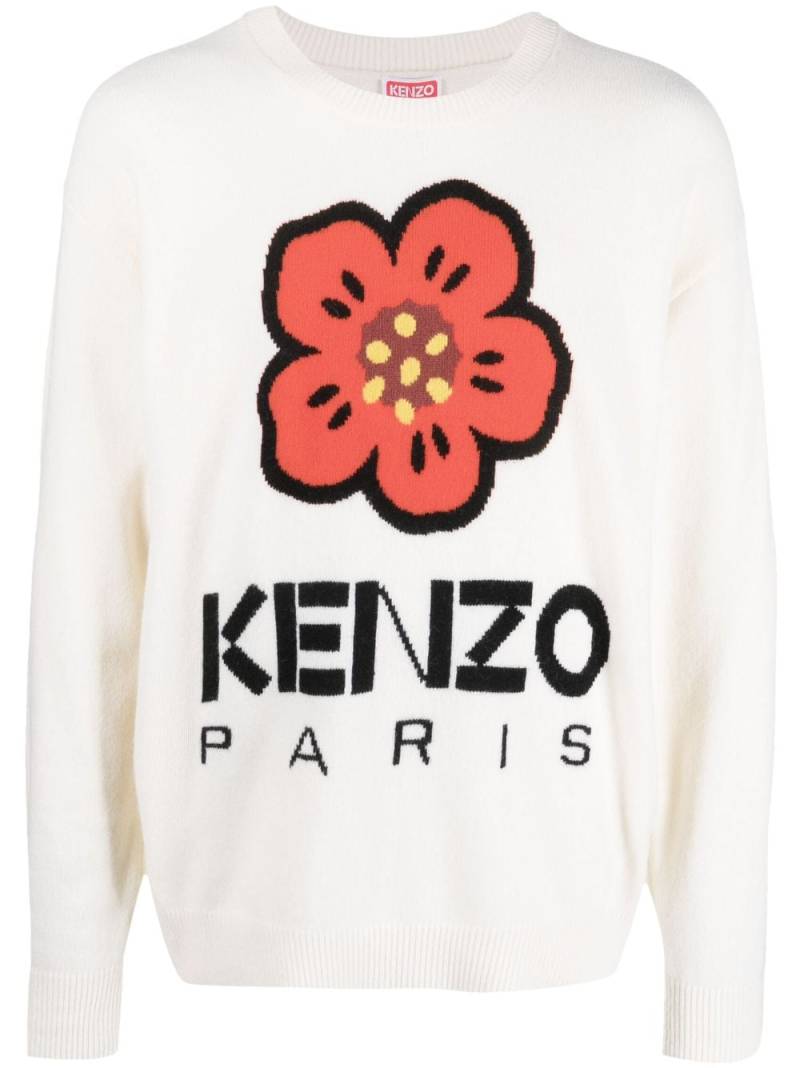 Kenzo Boke Flower intarsia-knit wool jumper - Neutrals von Kenzo