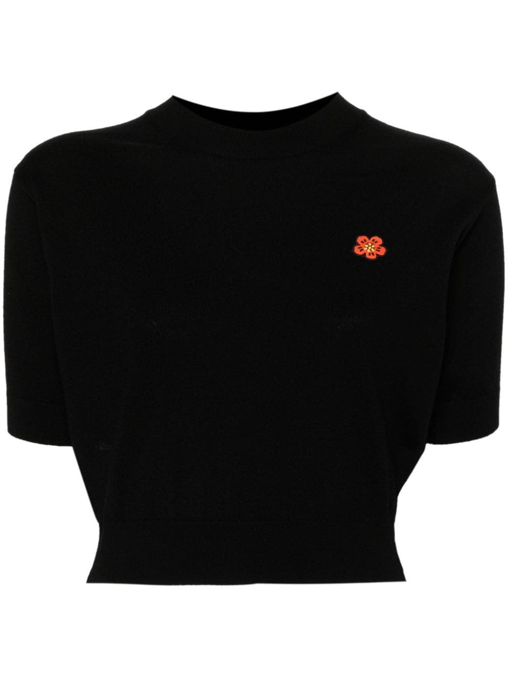 Kenzo Boke Flower-appliqué wool top - Black von Kenzo