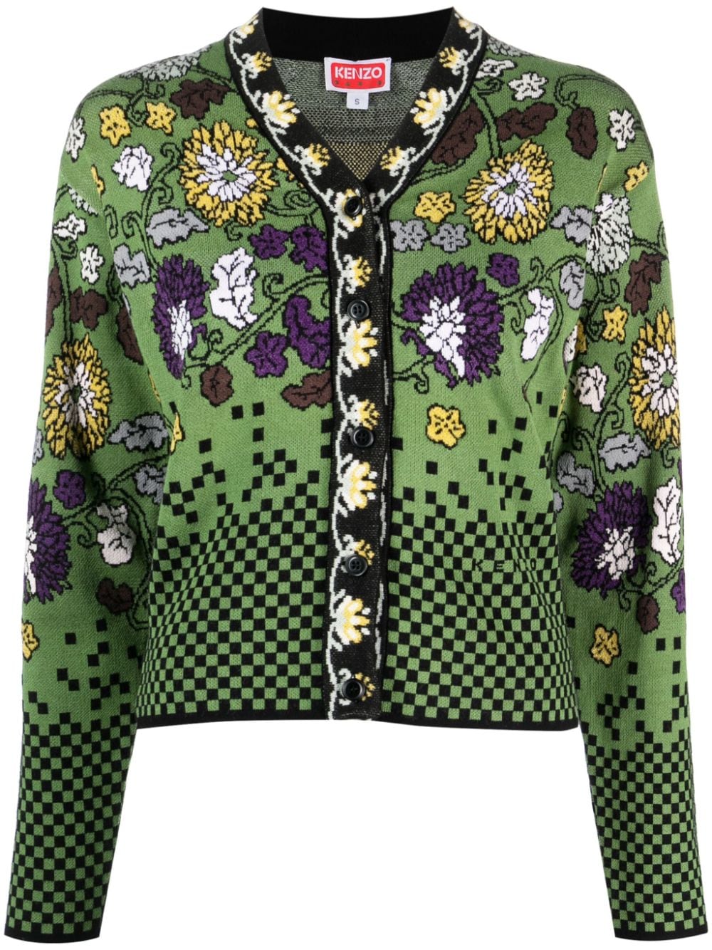 Kenzo Floral Archive floral-jacquard cardigan - Green von Kenzo