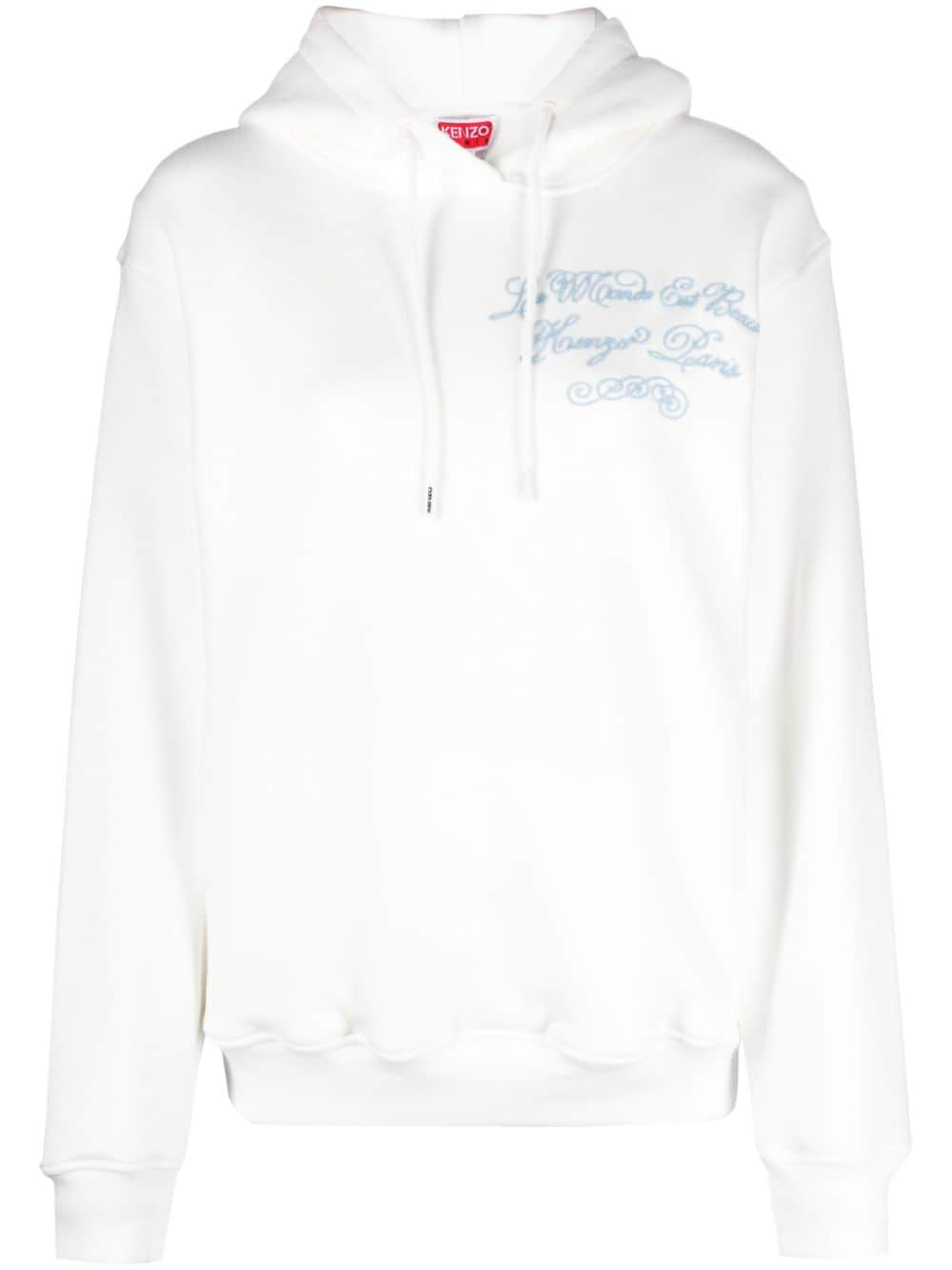 Kenzo Kenzo World embroidered cotton sweatshirt - White von Kenzo