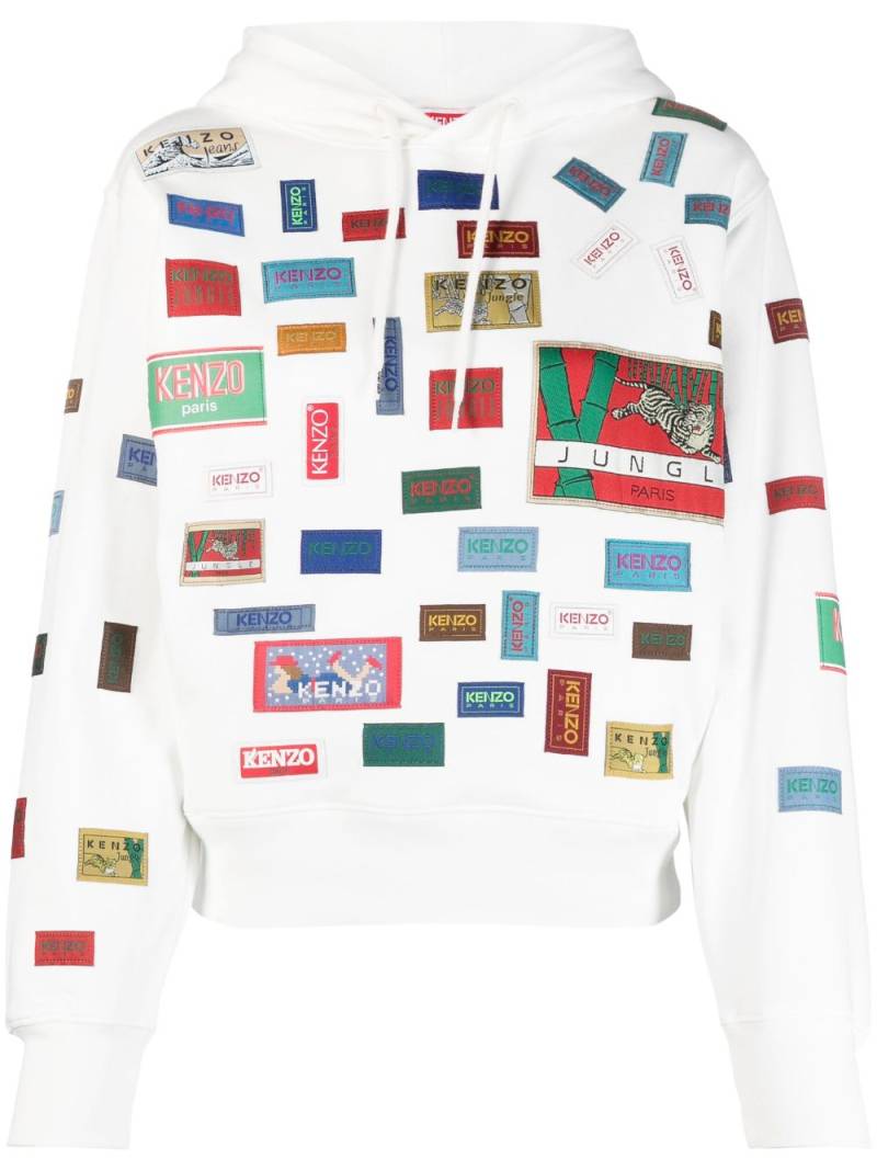 Kenzo Labels printed cotton hoodie - White von Kenzo