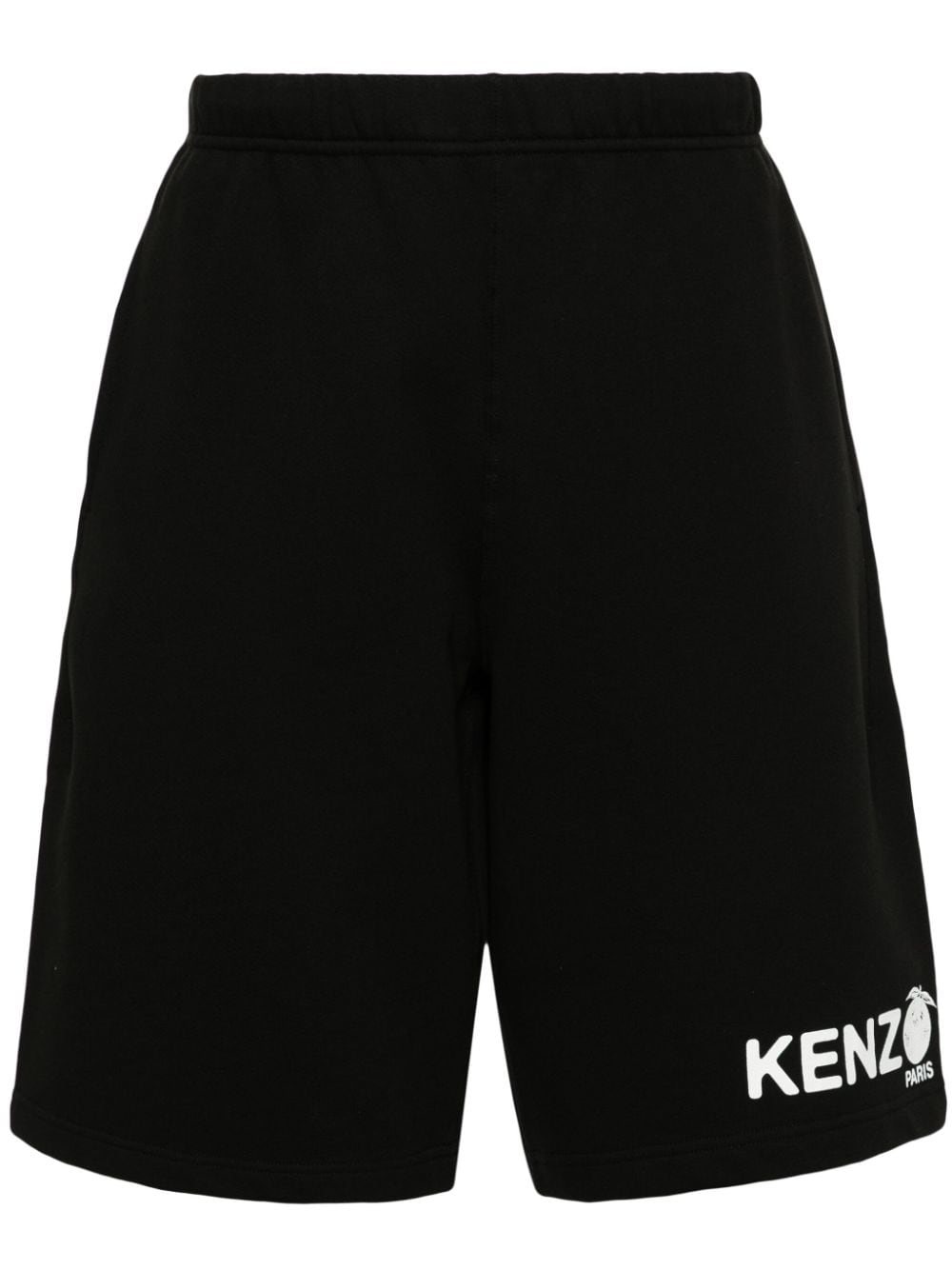 Kenzo Orange-print cotton track shorts - Black von Kenzo