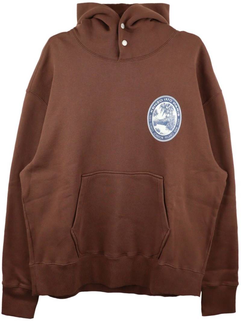 Kenzo Tiger-appliqué cotton hoodie - Brown von Kenzo