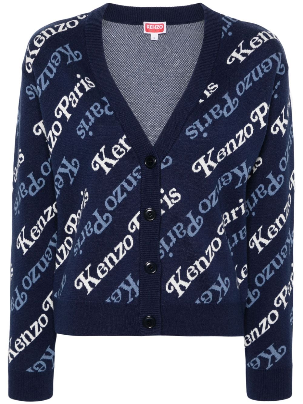 Kenzo Verdy intarsia-logo cropped cardigan - Blue von Kenzo
