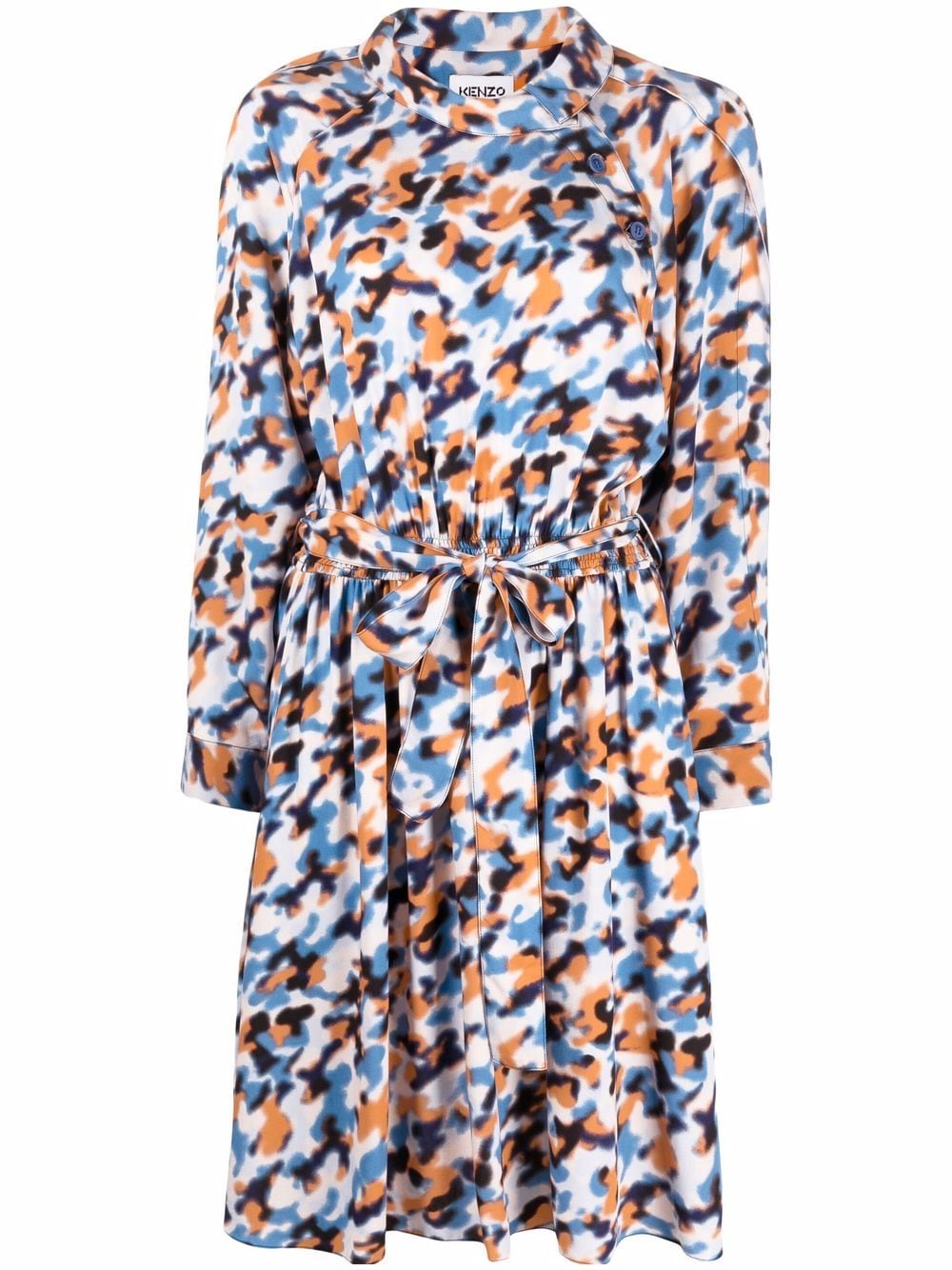 Kenzo abstract-print drawstring-waist midi dress - Blue von Kenzo