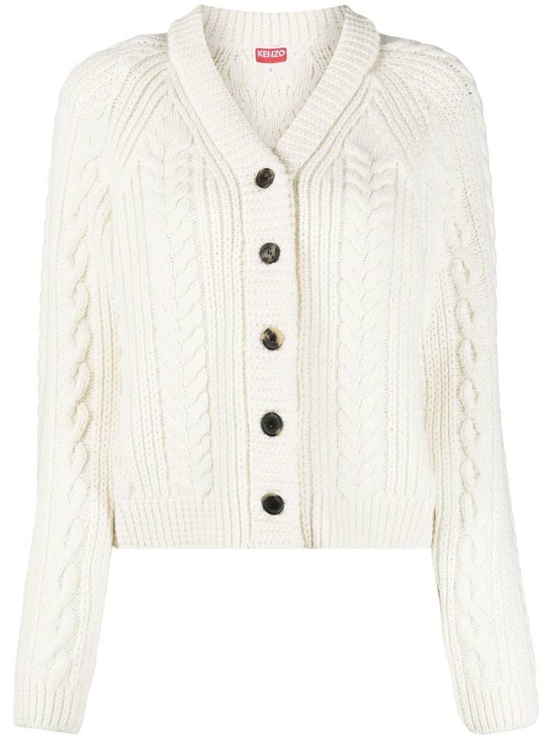 Kenzo cable-knit v-neck cardigan - White von Kenzo