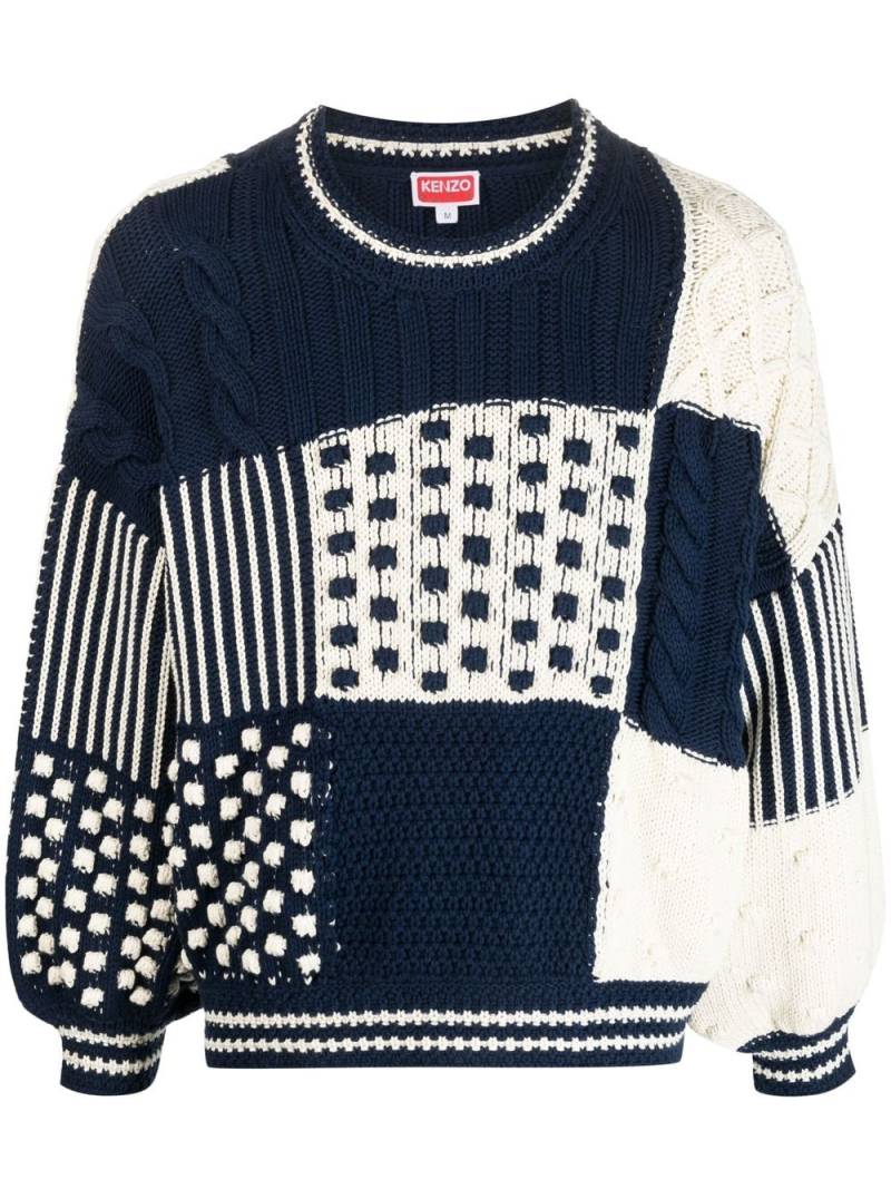 Kenzo chunky-knit panelled jumper - Blue von Kenzo