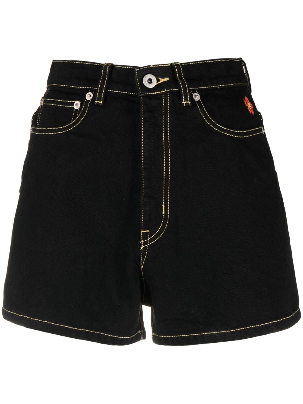 Kenzo contrast-stitch denim shorts - Black von Kenzo