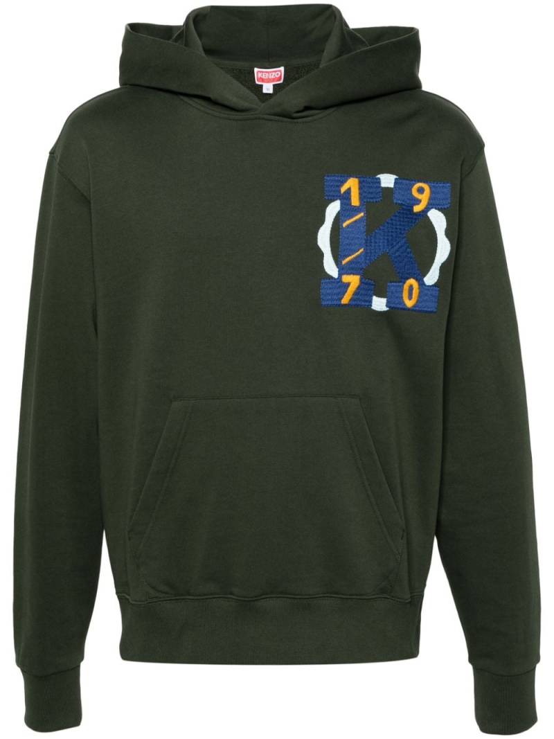 Kenzo embroidered-illustration cotton hoodie - Green von Kenzo