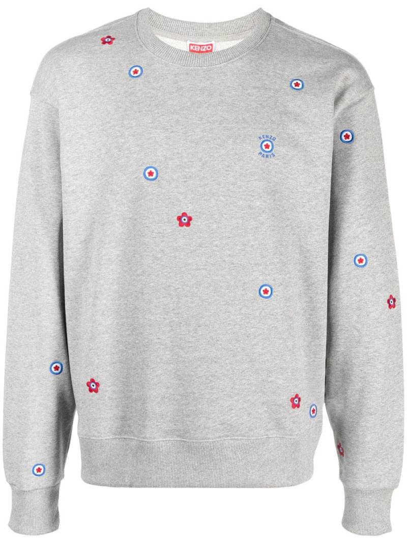 Kenzo floral-embroidered cotton sweatshirt - Grey von Kenzo