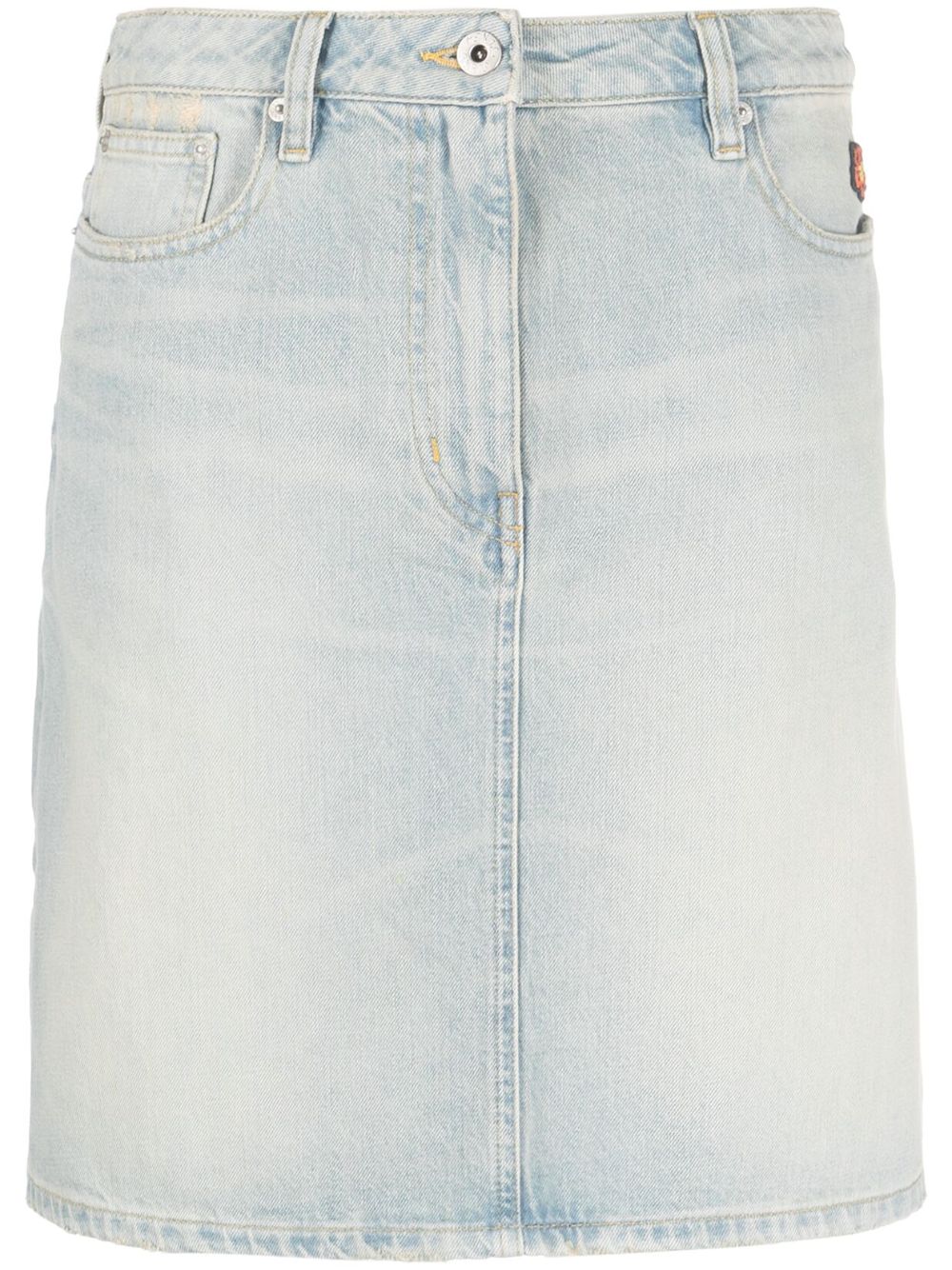 Kenzo floral-embroidered denim skirt - Blue von Kenzo