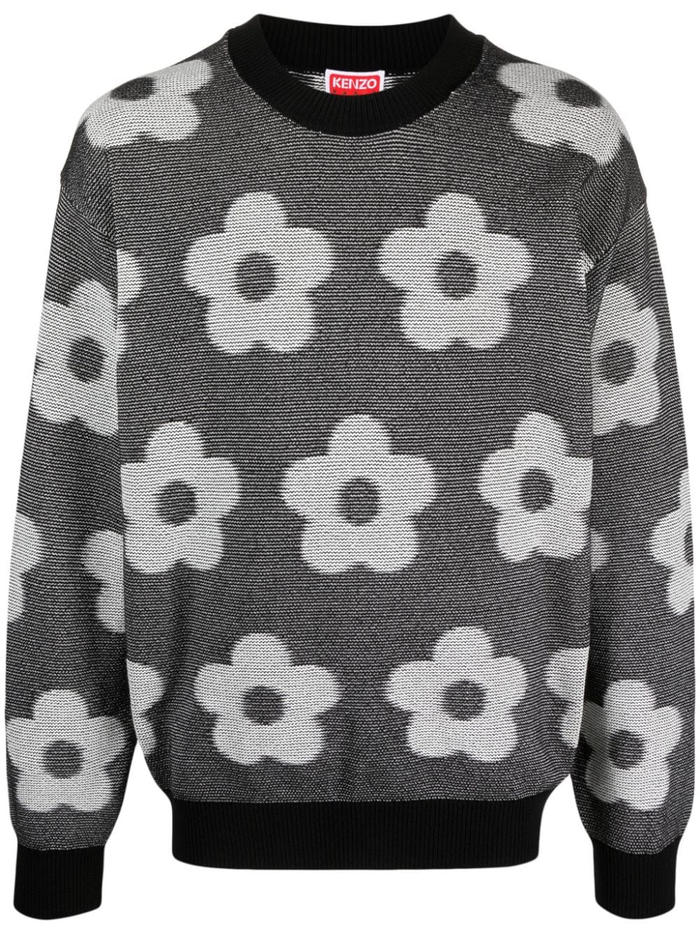 Kenzo floral-intarsia knit cotton jumper - Black von Kenzo