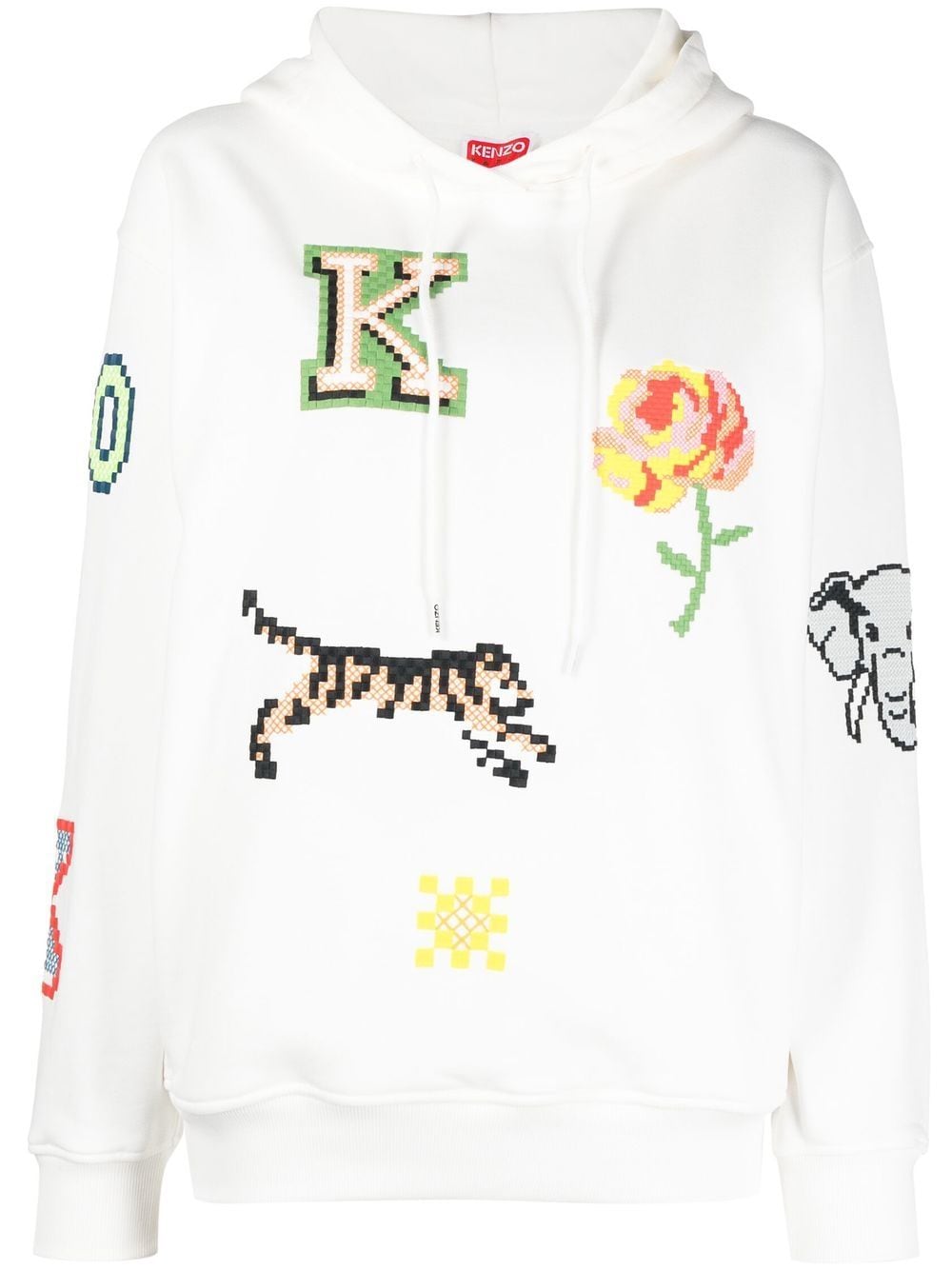 Kenzo graphic print drawstring hoodie - White von Kenzo