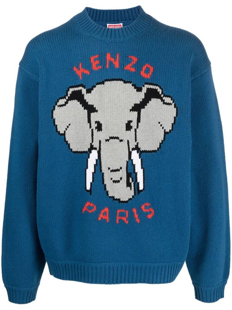 Kenzo intarsia-knit long-sleeved jumper - Blue von Kenzo