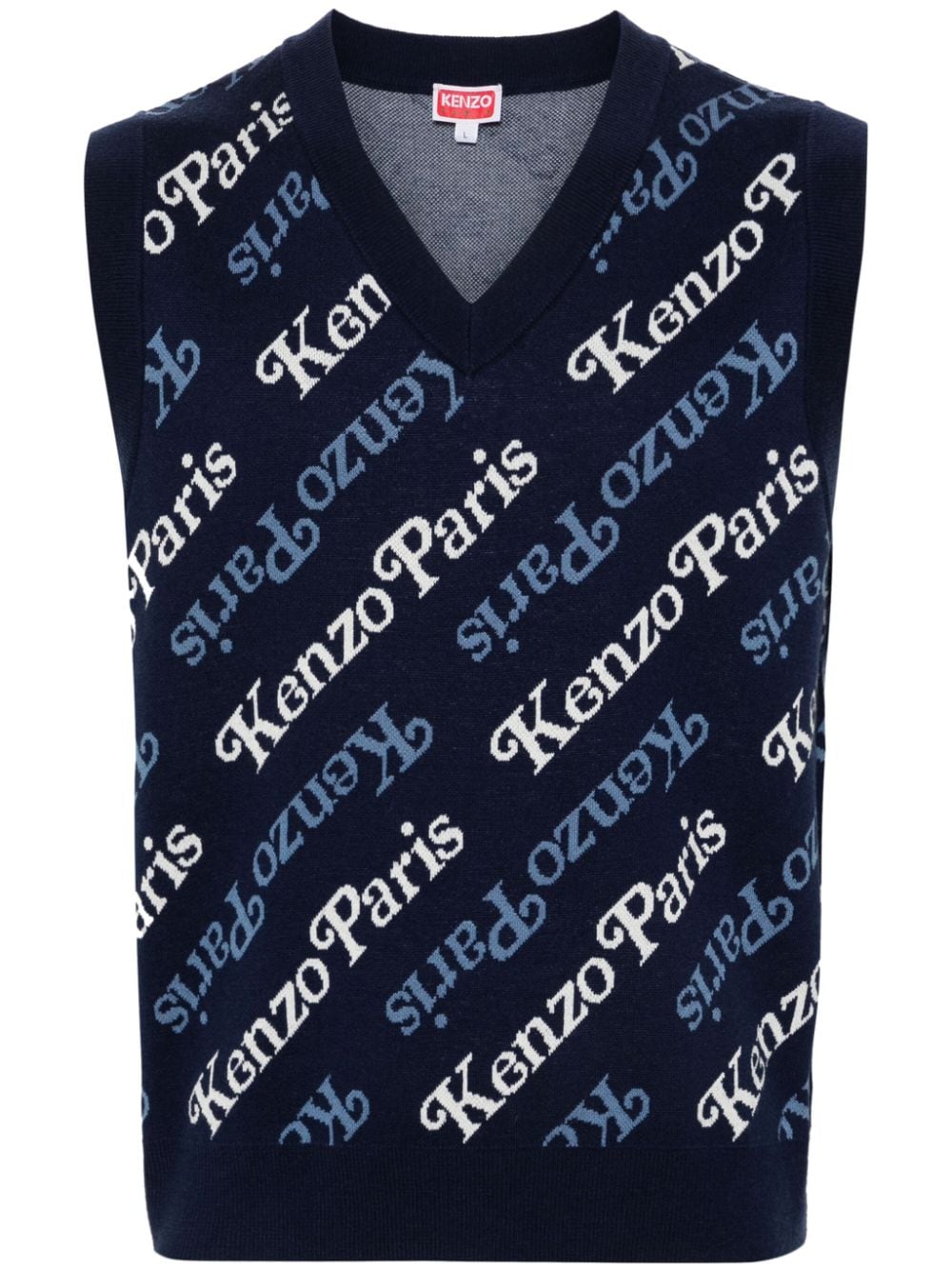 Kenzo intarsia-knit sleeveless jumper - Blue von Kenzo