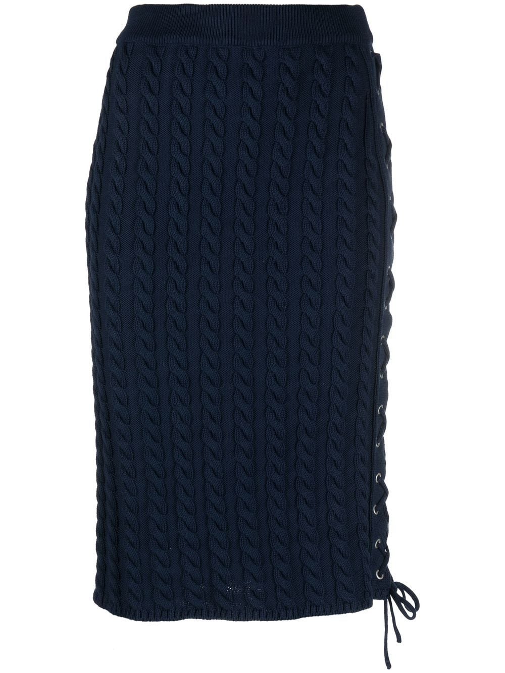 Kenzo lace-up cable-knit midi skirt - Blue von Kenzo