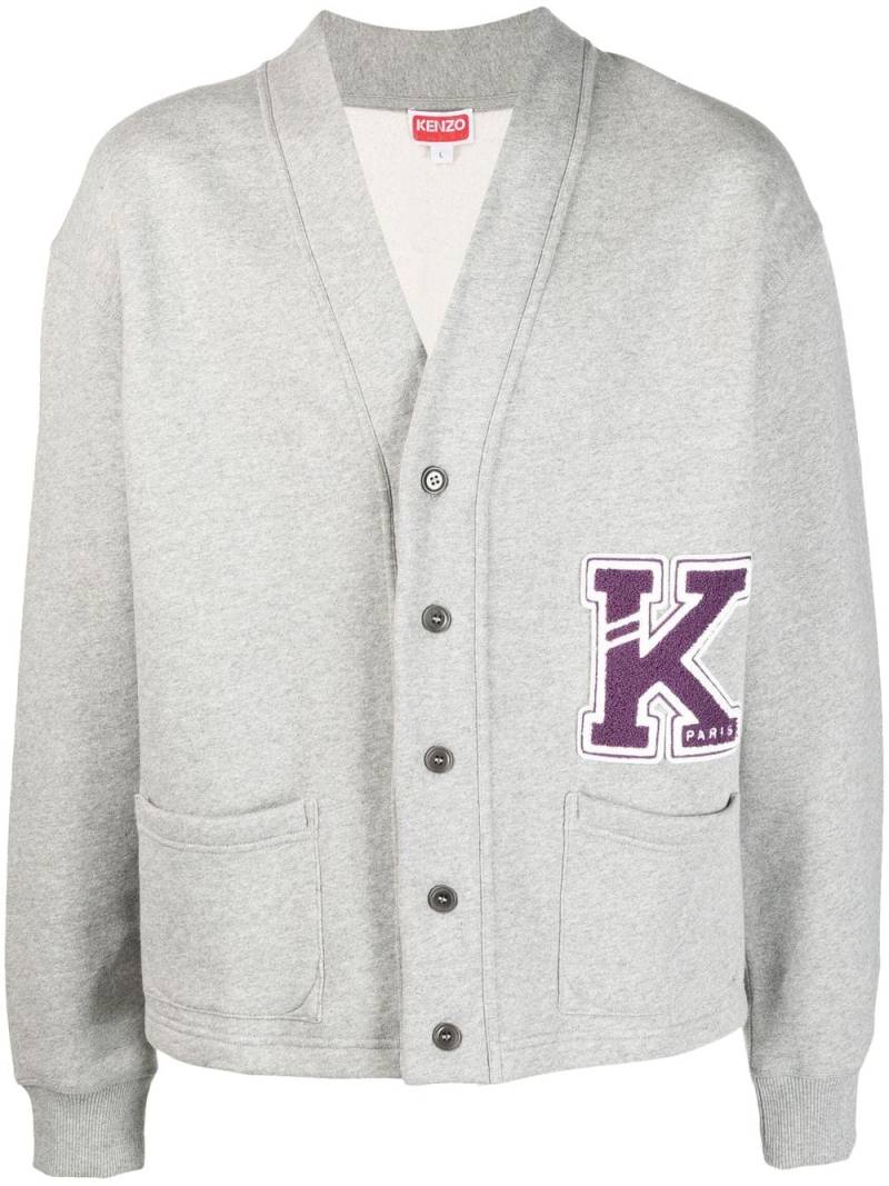 Kenzo logo-appliqué cardigan - Grey von Kenzo