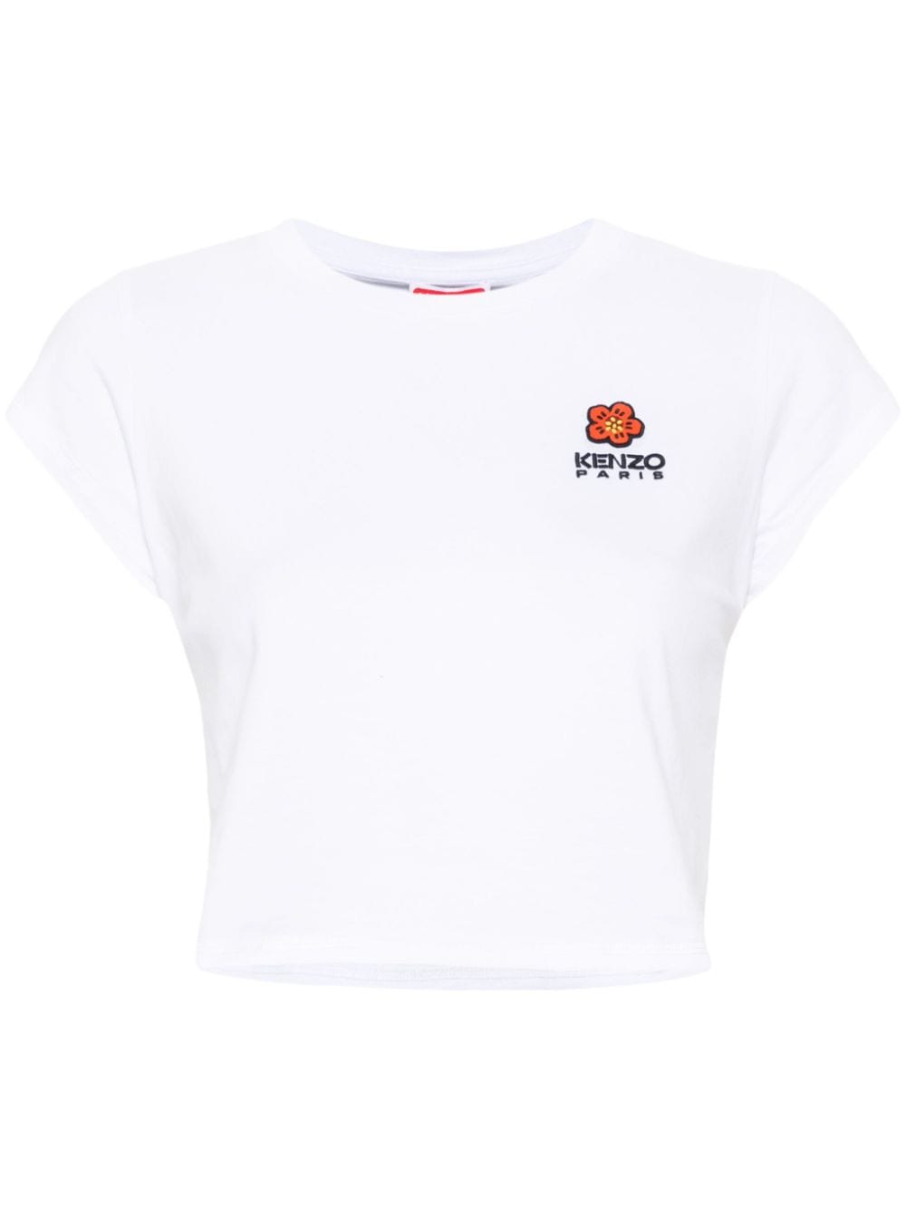 Kenzo logo-embroidered cropped T-shirt - White von Kenzo