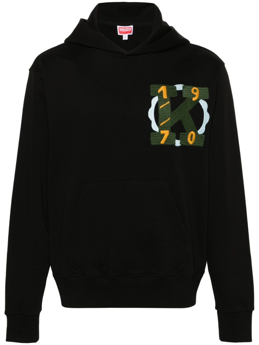 Kenzo logo-embroidered cotton hoodie - Black von Kenzo