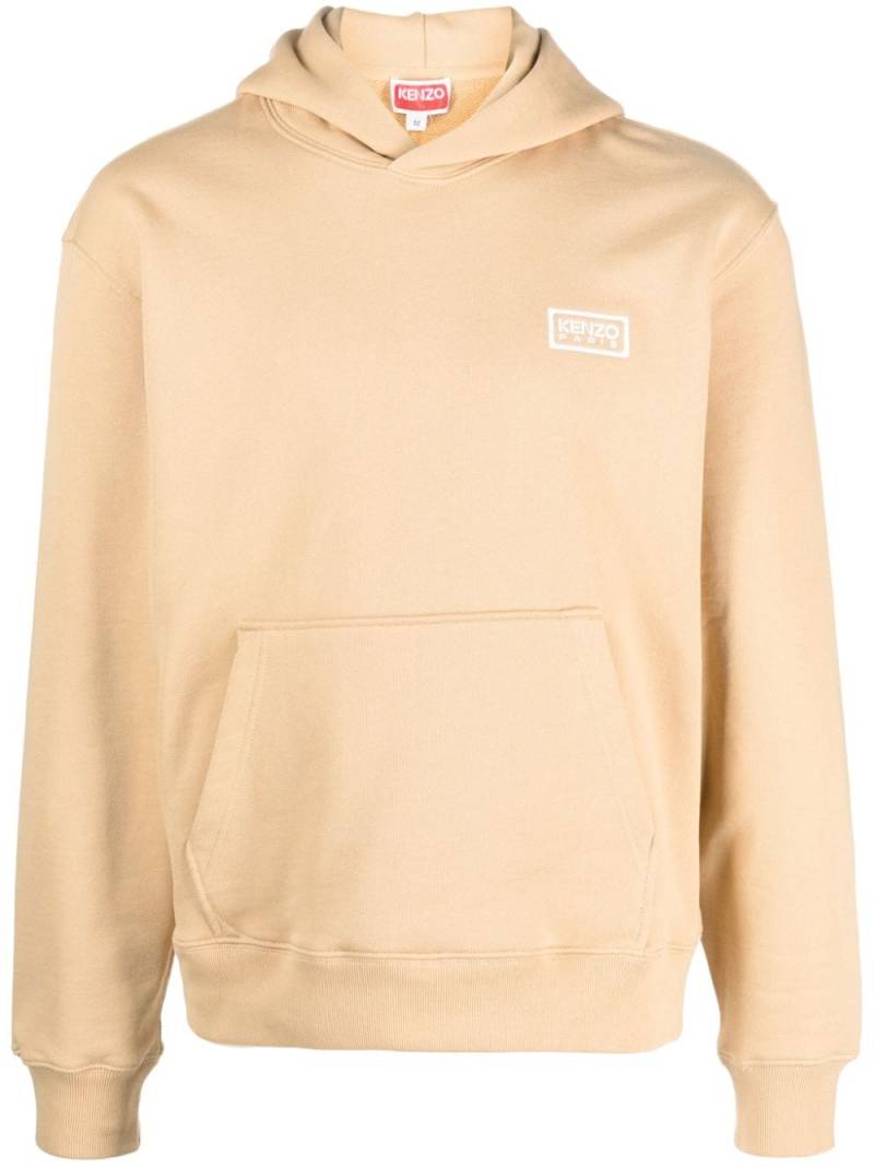 Kenzo logo-embroidered cotton hoodie - Neutrals von Kenzo