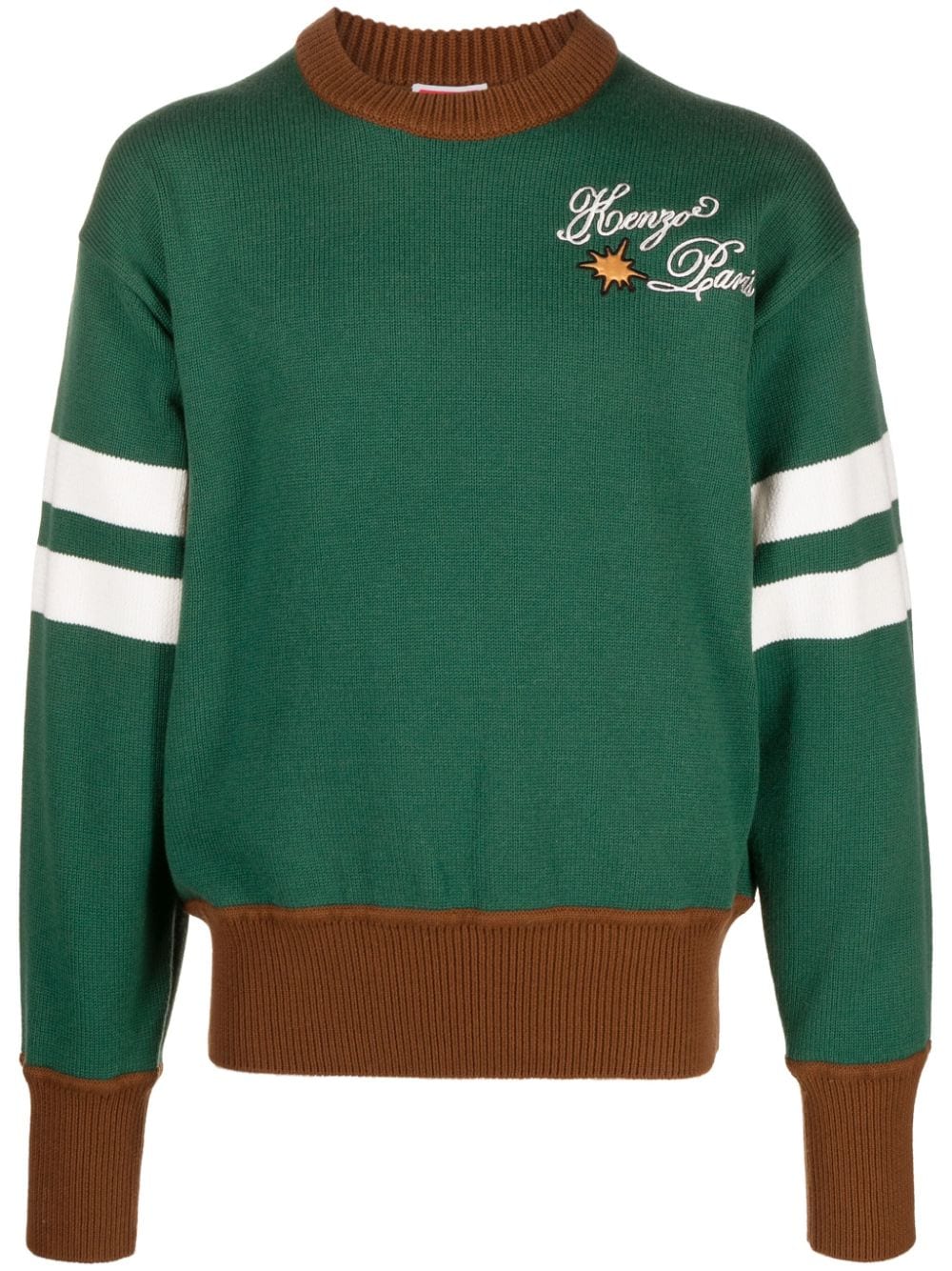 Kenzo logo-embroidered wool-blend jumper - Green von Kenzo