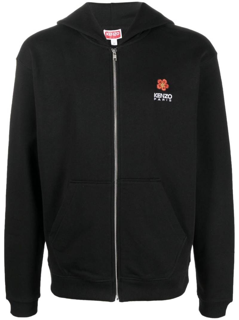 Kenzo logo-embroidered zip-up hoodie - Black von Kenzo