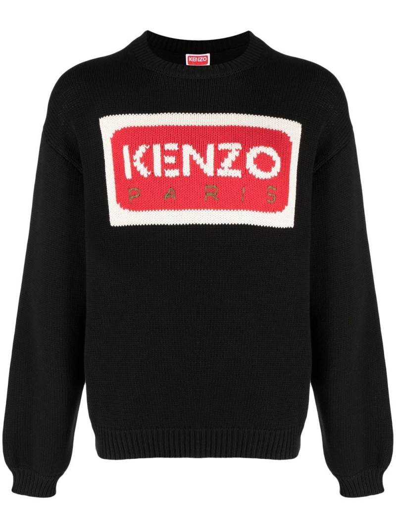 Kenzo logo intarsia crew neck jumper - Black von Kenzo