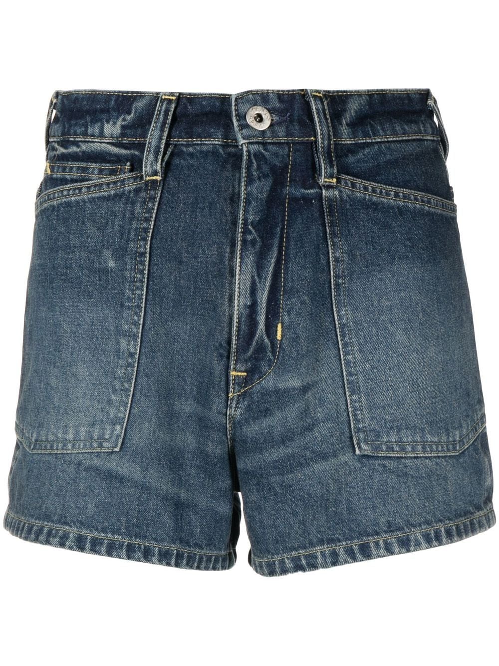 Kenzo logo-patch denim short shorts - Blue von Kenzo