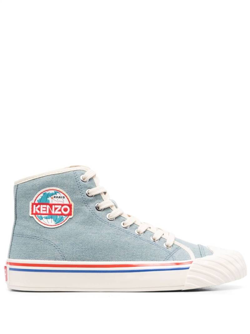 Kenzo logo-patch high-top sneakers - Blue von Kenzo